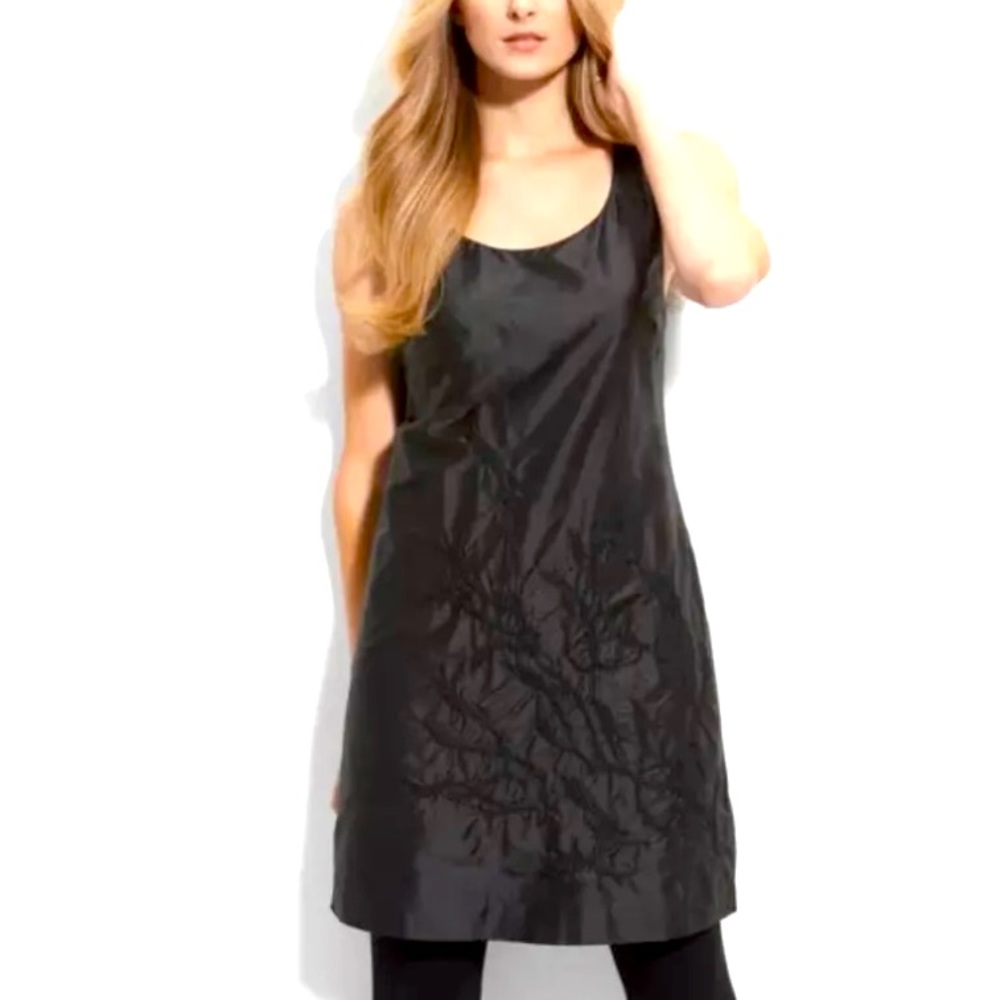 Gorgeous Eileen Fisher Embroidered Kala All Silk Dress size Large